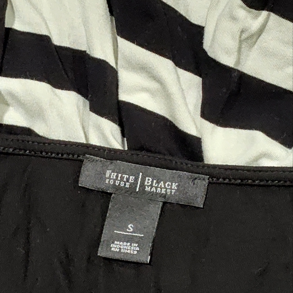 WHBM White House Black Market Women's Tunic Shirt Black/White Stripe, Small - Picture 5 of 6
